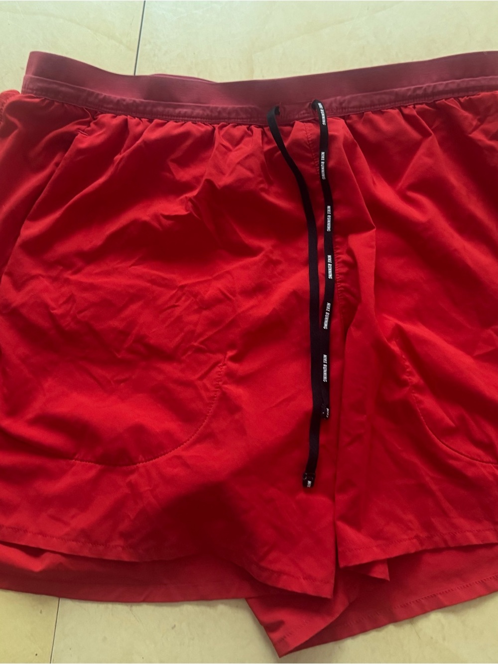 Nike Red Men's Athletic Shorts with Black Drawstring